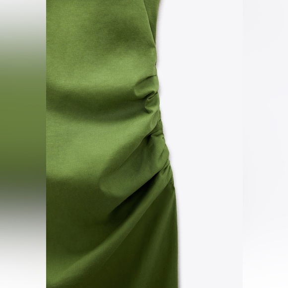 Zara MACRAMÉ BACK LINEN BLEND HALTER DRESS. Light Green. Size L. New with Tags. - Picture 4 of 5